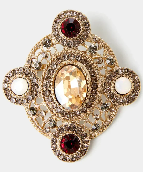 Clearance Joe Browns A Touch Of Vintage Brooch Set Gold Multi