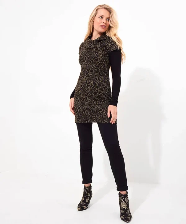 Hot Joe Browns All That Glitters Jaquard Tunic Black