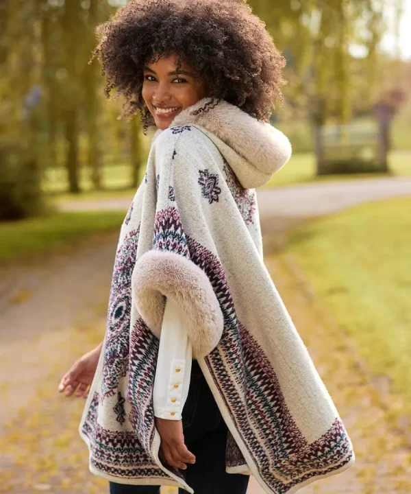 Shop Joe Browns All The Drama Hooded Cape Cream Multi