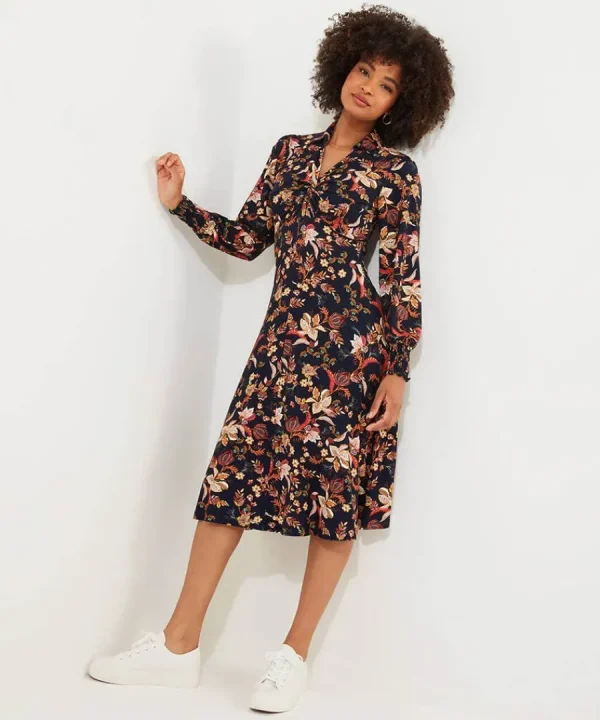 Hot Joe Browns Autumn Days Jersey Dress Navy