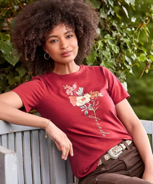 Best Sale Joe Browns Autumn Florals T-Shirt Berry