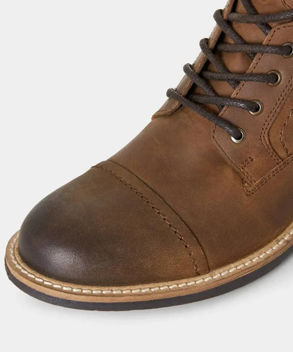 Shop Joe Browns Aviator Borg Lined Oiled Boots Dark Brown