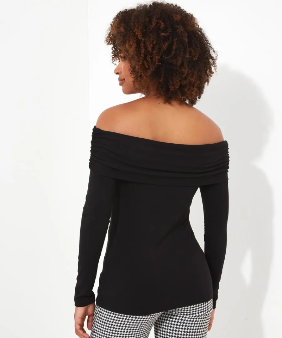 bardot_jersey_top_2.webp Store Joe Browns Bardot Jersey Top Black / Orange