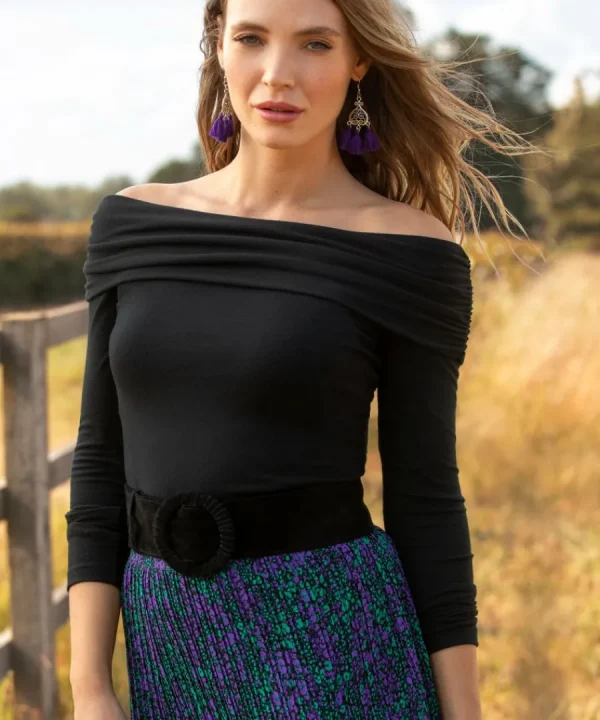 Store Joe Browns Bardot Jersey Top Black / Orange