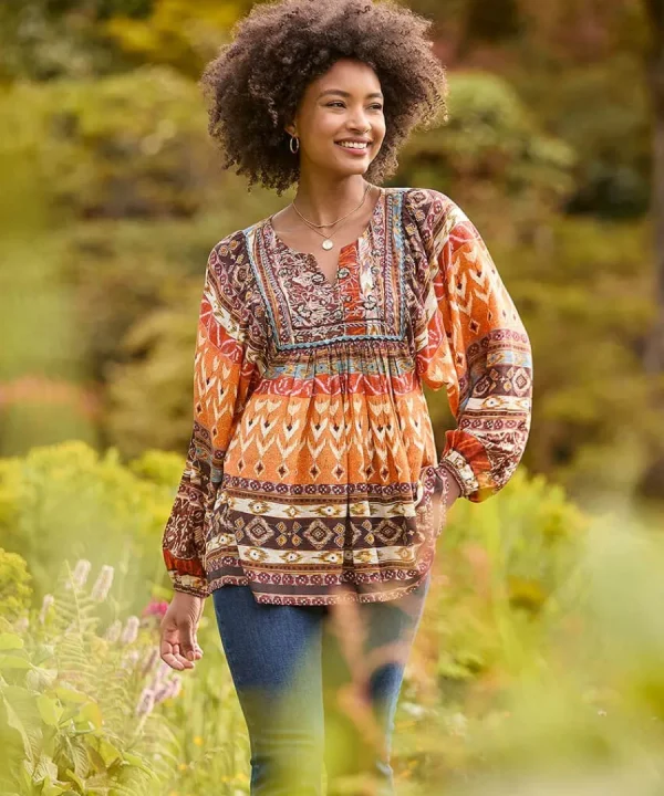 New Joe Browns Beautiful Boho Blouse Burnt Orange