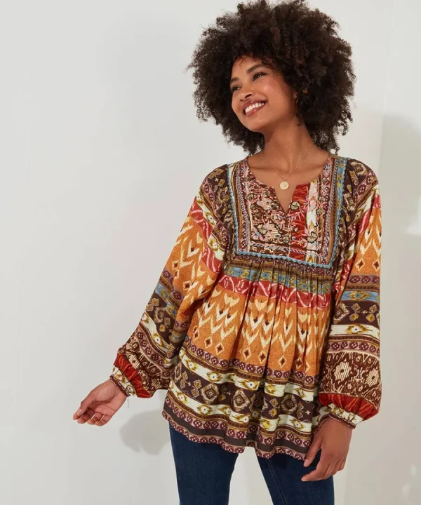 New Joe Browns Beautiful Boho Blouse Burnt Orange