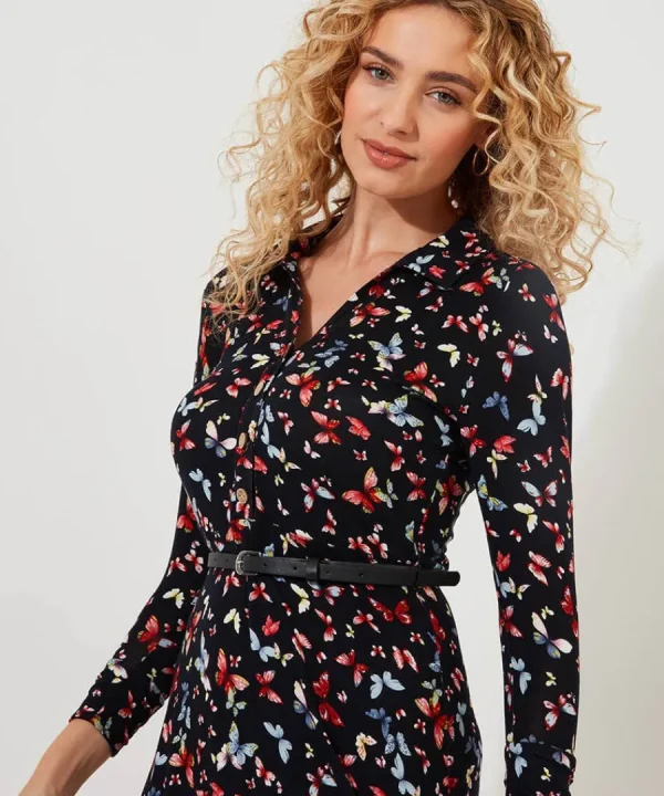 Clearance Joe Browns Beautiful Butterfly Jersey Dress Black