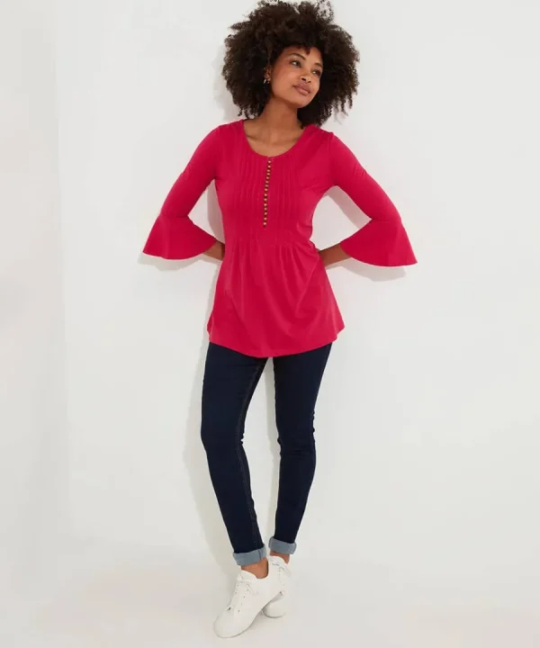 Sale Joe Browns Beautiful Button Longline Jersey Top Pink