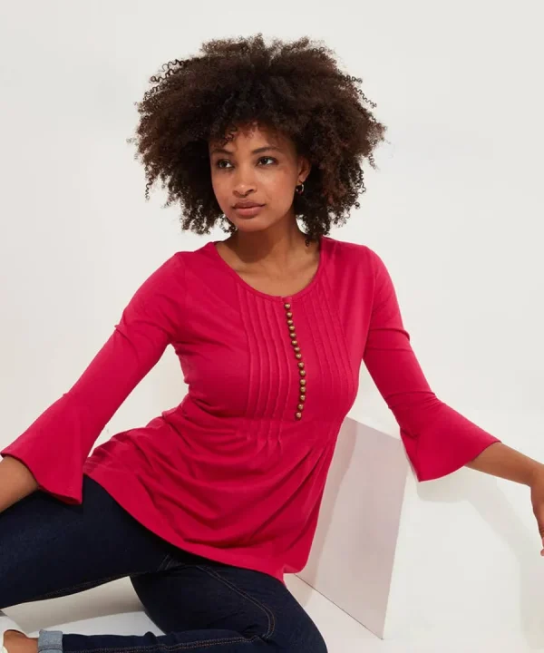 Sale Joe Browns Beautiful Button Longline Jersey Top Pink