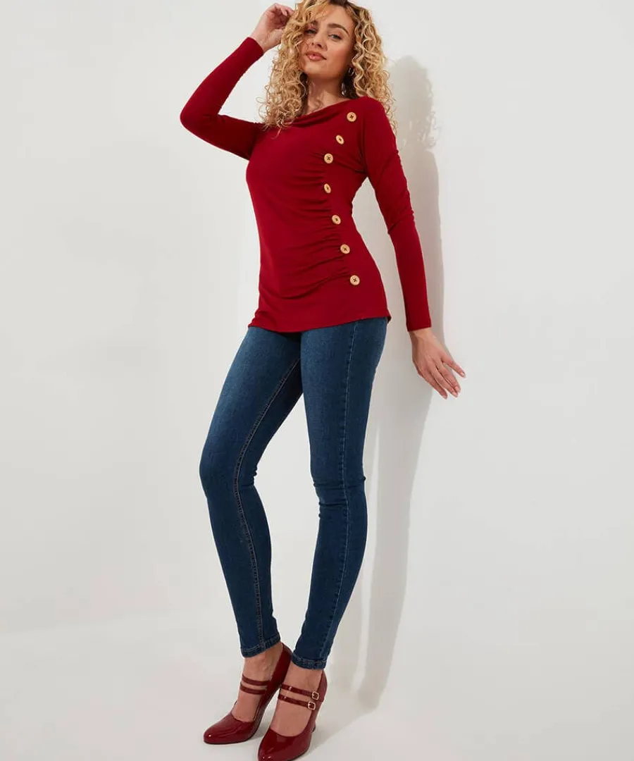betsey_button_detail_jers_1.webp Best Sale Joe Browns Betsey Button Detail Jersey Top Berry
