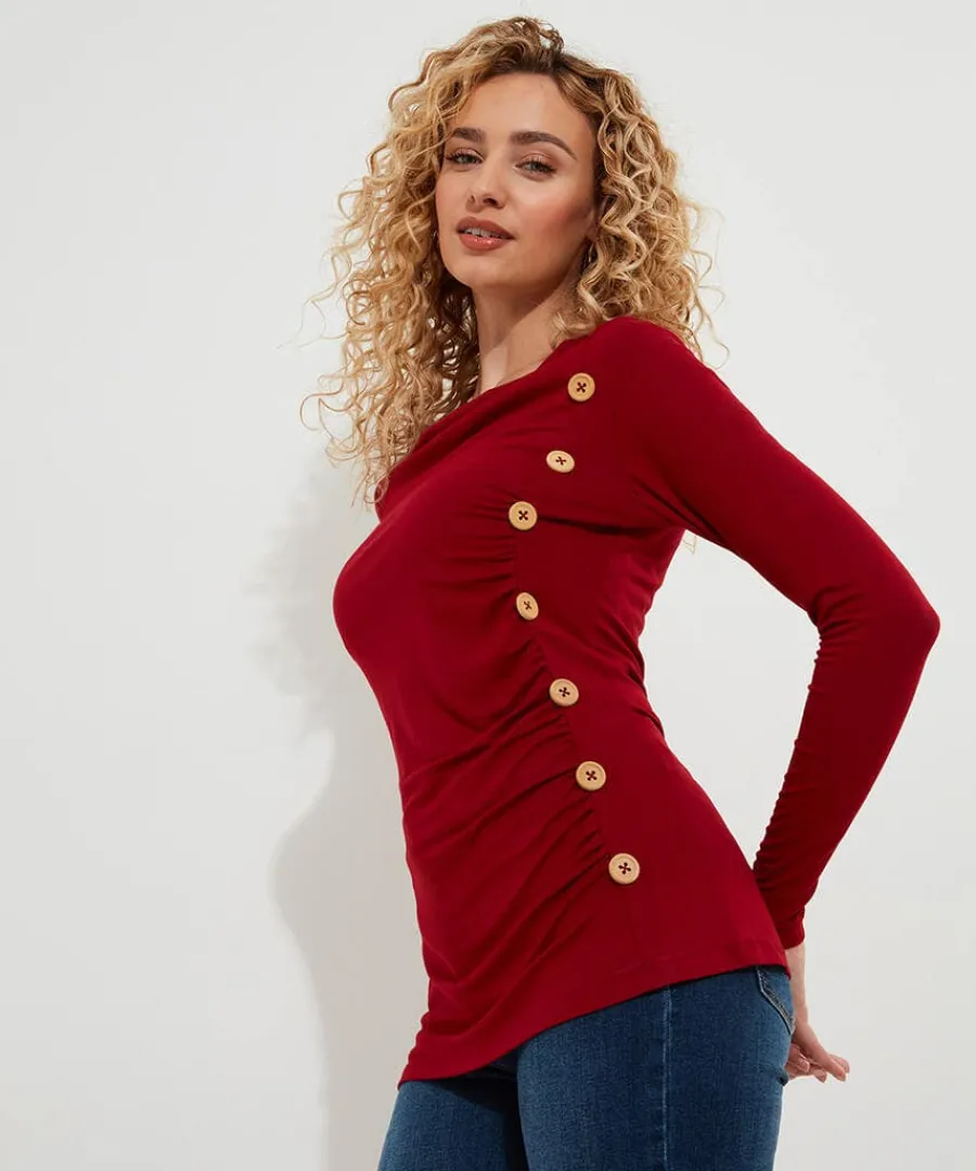 betsey_button_detail_jers_3.webp Best Sale Joe Browns Betsey Button Detail Jersey Top Berry