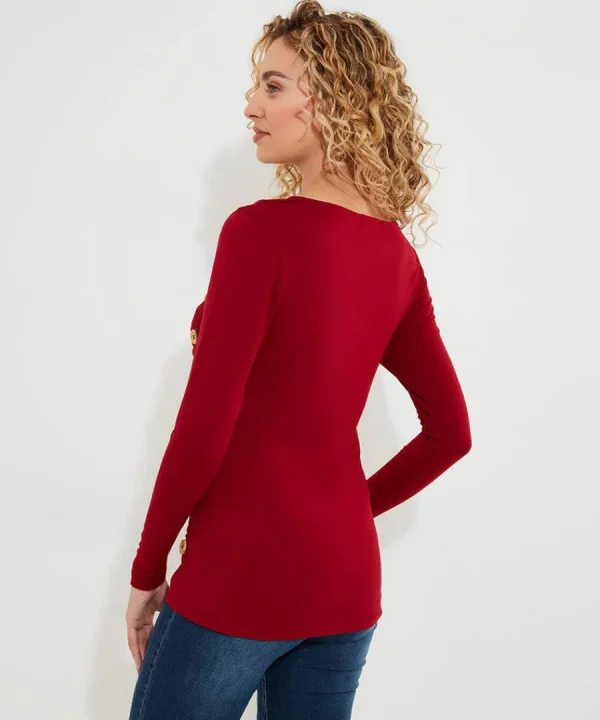 Best Sale Joe Browns Betsey Button Detail Jersey Top Berry