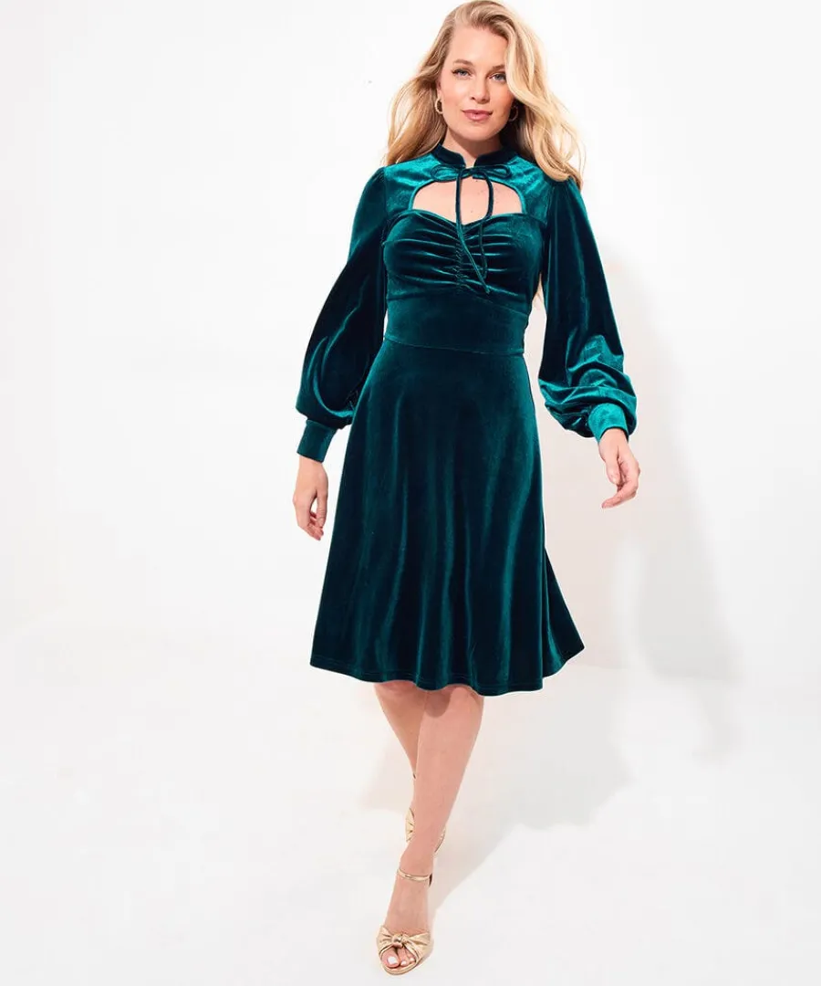 betsy_velour_dress_1.webp Flash Sale Joe Browns Betsy Velour Dress Teal