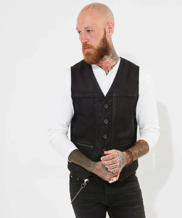 Sale Joe Browns Leather Waistcoat Black