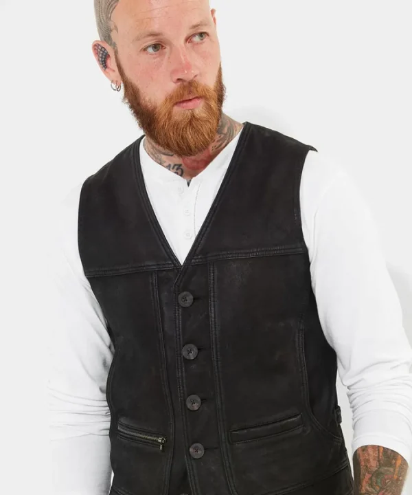 Sale Joe Browns Leather Waistcoat Black