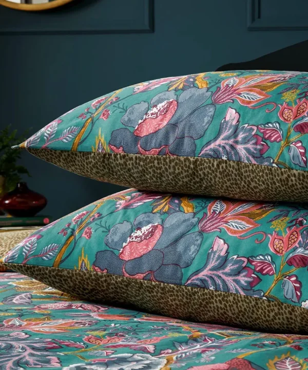 Discount Joe Browns Savanna Leopard Florals Cotton Slub Reversible Duvet Set Blue