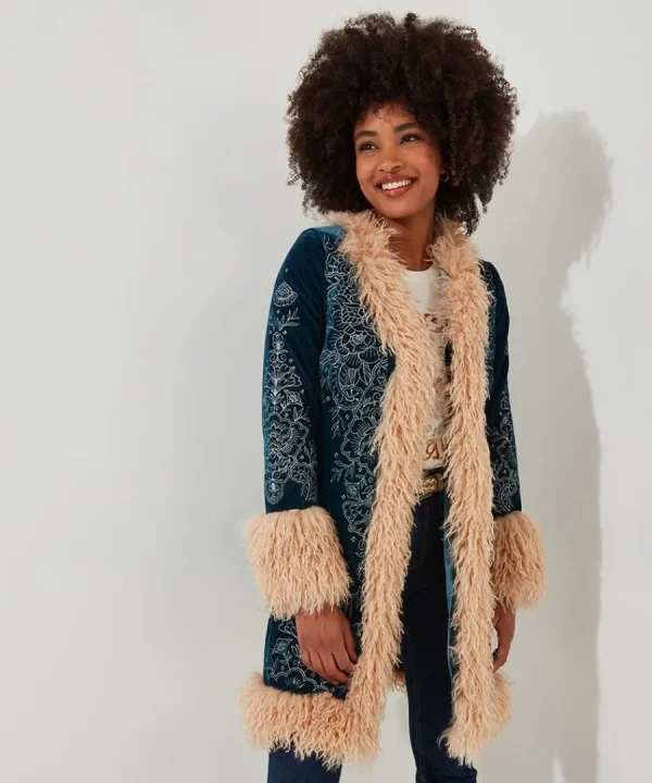 Discount Joe Browns Boho Girl Embroidered Boutique Coat Teal