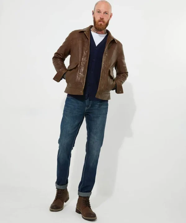 Clearance Joe Browns Trucker Leather Jacket Brown