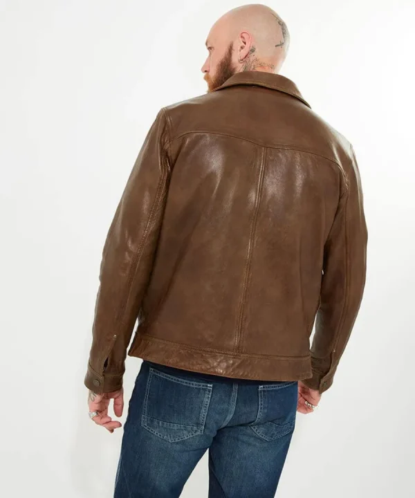 Clearance Joe Browns Trucker Leather Jacket Brown