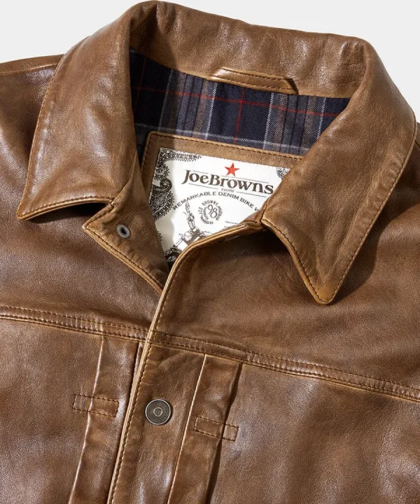 Clearance Joe Browns Trucker Leather Jacket Brown
