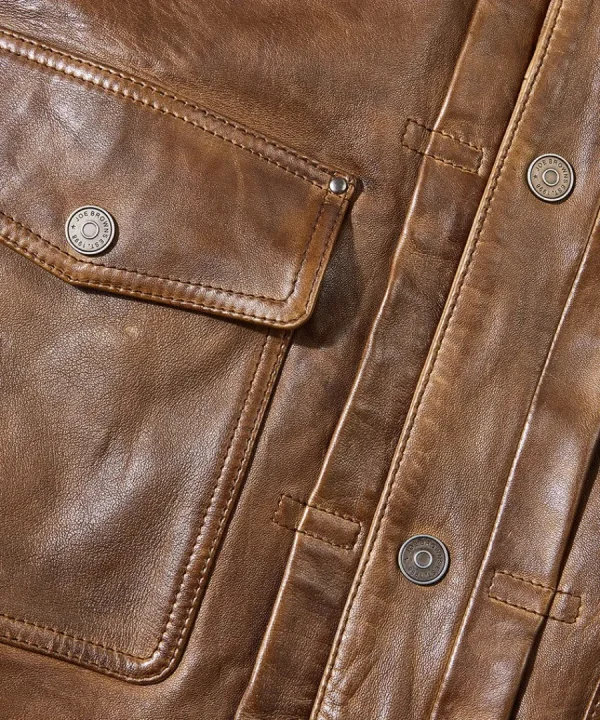 Clearance Joe Browns Trucker Leather Jacket Brown