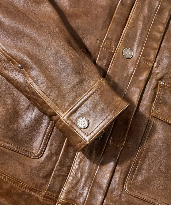 Clearance Joe Browns Trucker Leather Jacket Brown
