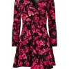 Hot Joe Browns Button Detail Printed Jersey Tunic Top Black