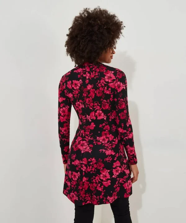 Hot Joe Browns Button Detail Printed Jersey Tunic Top Black