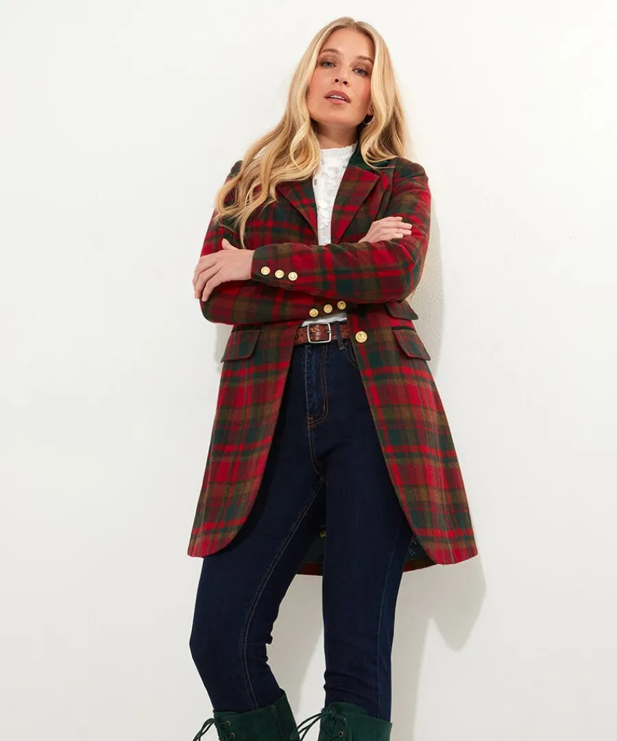 camilla_checked_longline__2.webp Discount Joe Browns Camilla Checked Longline Coat Red