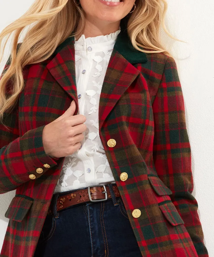 camilla_checked_longline__4.webp Discount Joe Browns Camilla Checked Longline Coat Red