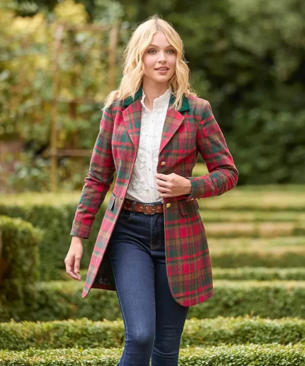 Discount Joe Browns Camilla Checked Longline Coat Red