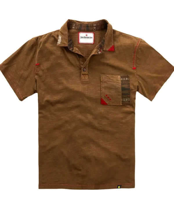 Hot Joe Browns Casually Customised Polo Shirt Brown