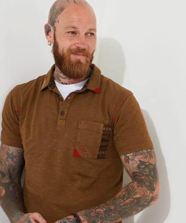 Hot Joe Browns Casually Customised Polo Shirt Brown