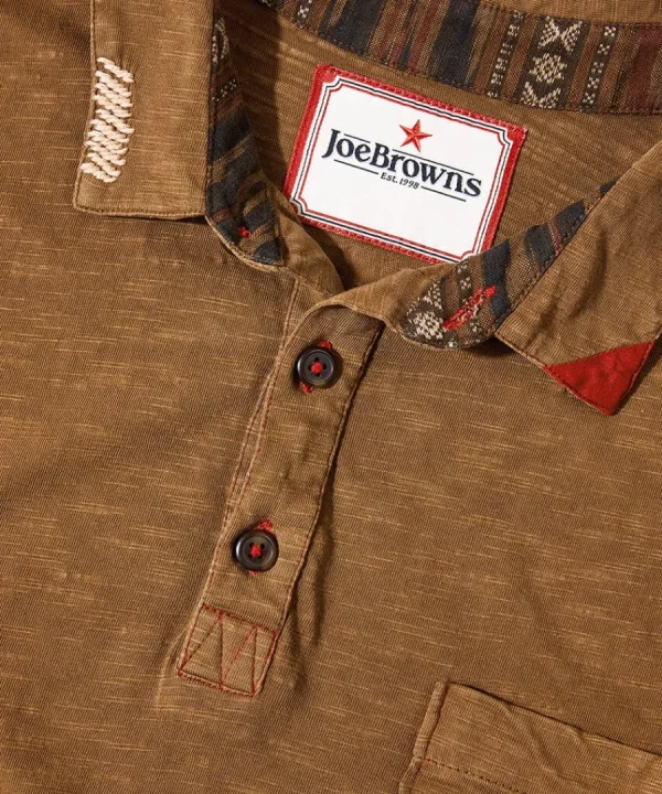 Hot Joe Browns Casually Customised Polo Shirt Brown