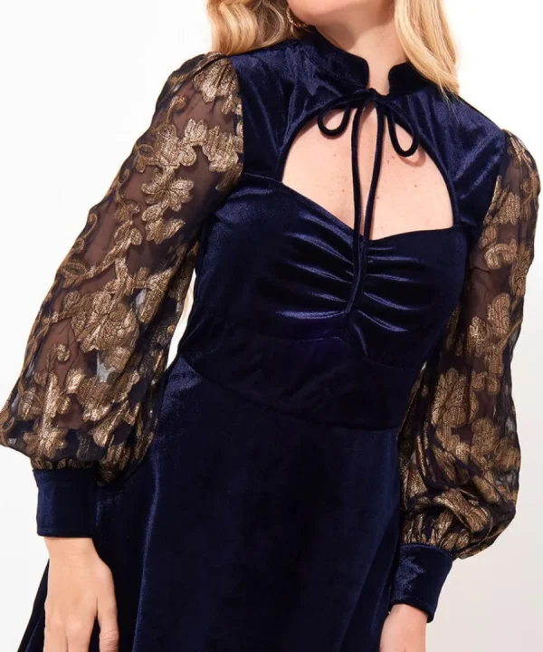 Cheap Joe Browns Celeste Stretch Velvet Dress Navy