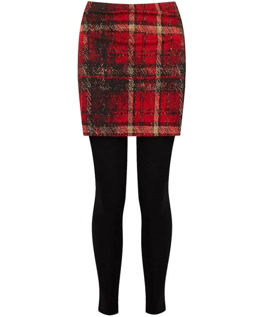 charming_check_skirted_le_0.webp Outlet Joe Browns Charming Check Skirted Leggings Red