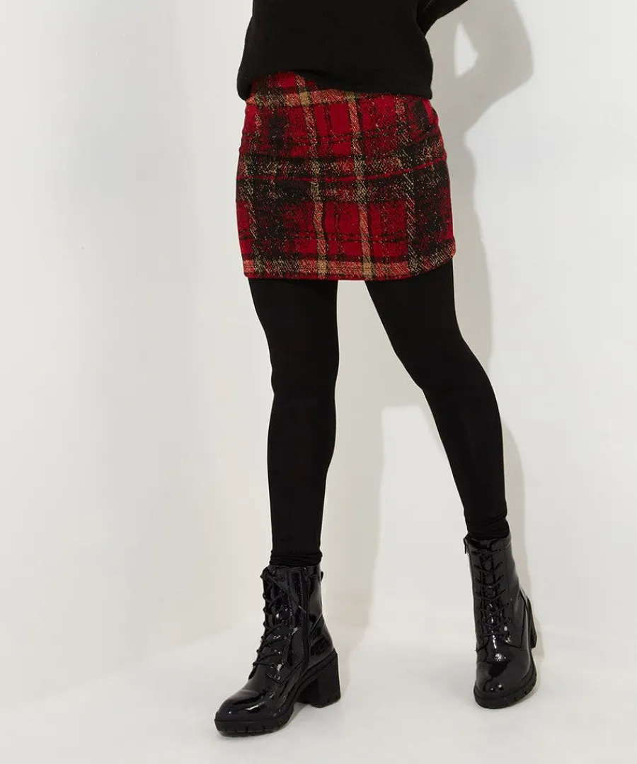 charming_check_skirted_le_1.webp Outlet Joe Browns Charming Check Skirted Leggings Red