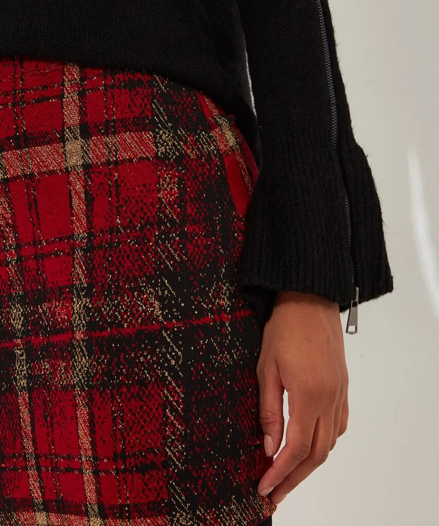 charming_check_skirted_le_2.webp Outlet Joe Browns Charming Check Skirted Leggings Red