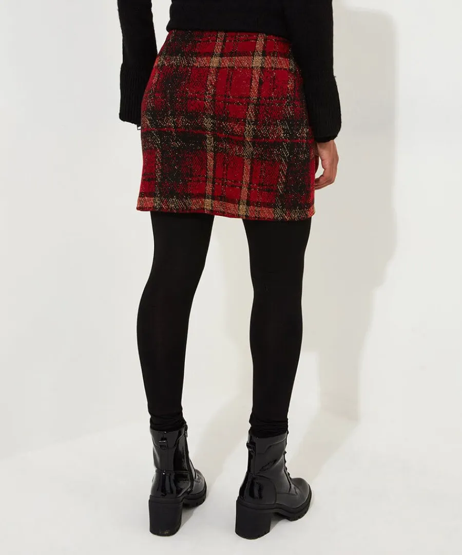 charming_check_skirted_le_3.webp Outlet Joe Browns Charming Check Skirted Leggings Red
