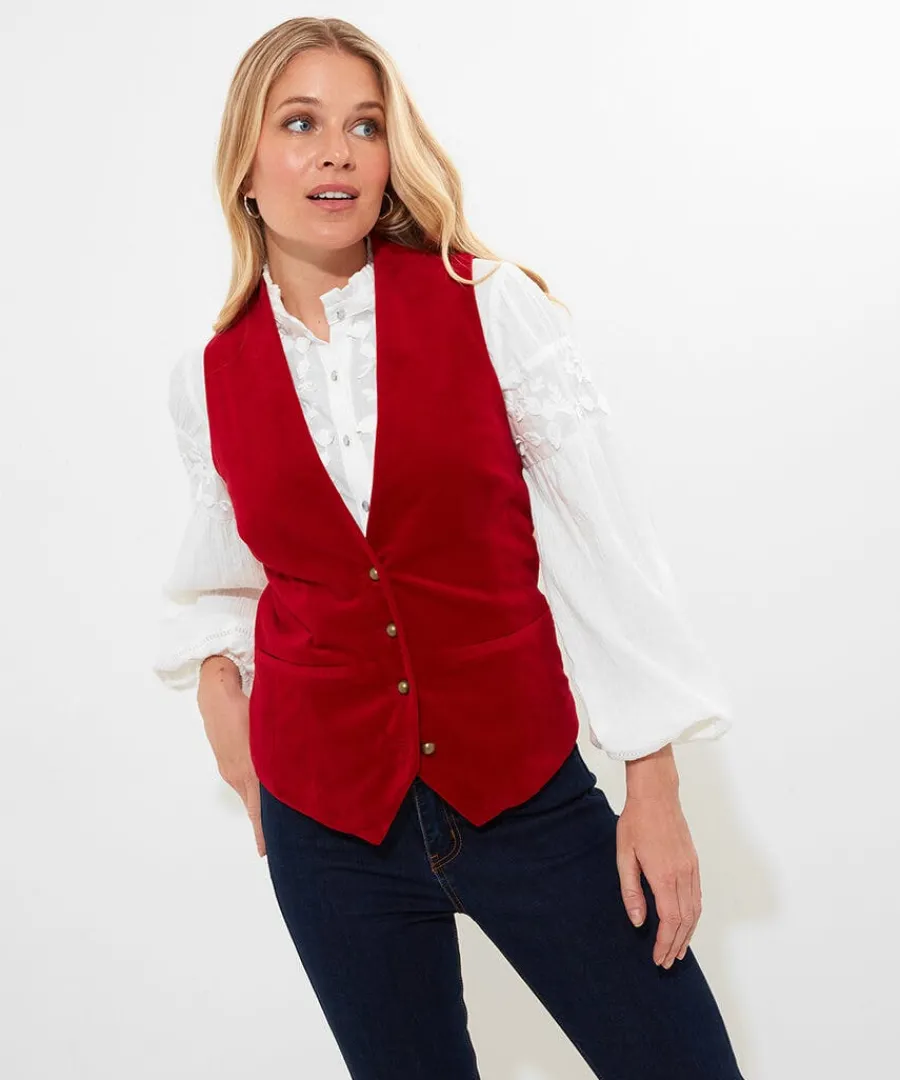charming_velvet_waistcoat_1.webp Shop Joe Browns Charming Velvet Waistcoat Red