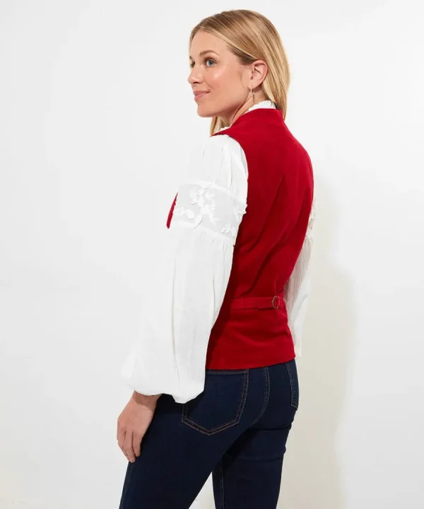 Shop Joe Browns Charming Velvet Waistcoat Red