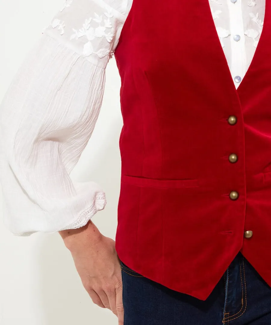 charming_velvet_waistcoat_3.webp Shop Joe Browns Charming Velvet Waistcoat Red