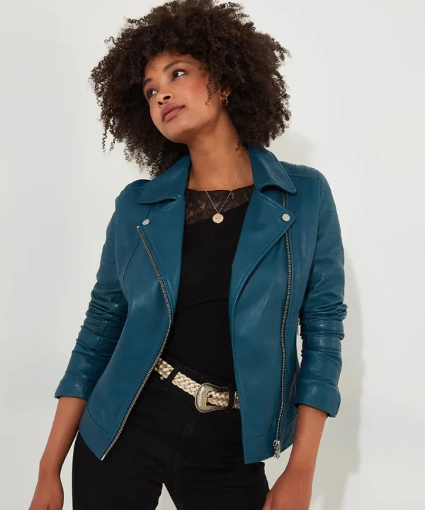 Online Joe Browns Classic Leather Biker Jacket Blue