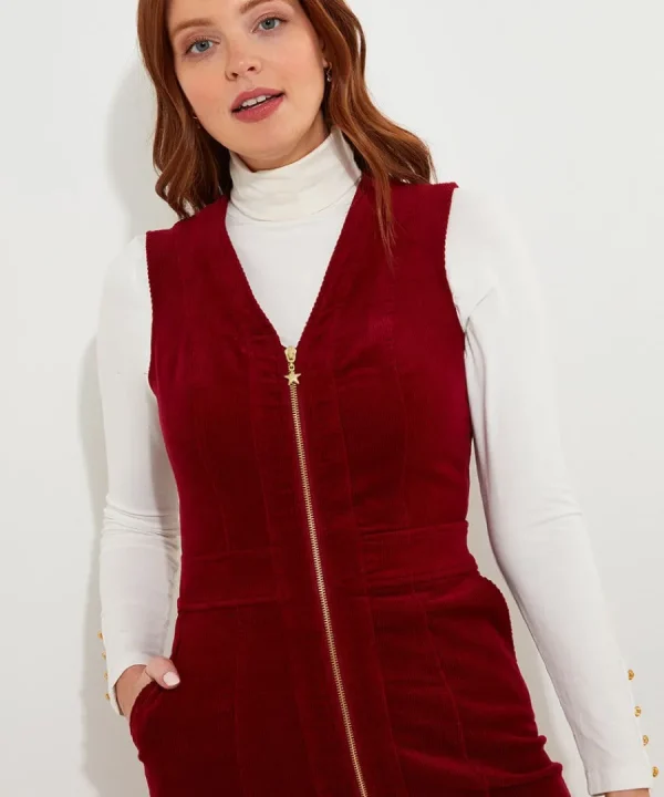 New Joe Browns Confident Cord Pinafore Dress Burnt Orange