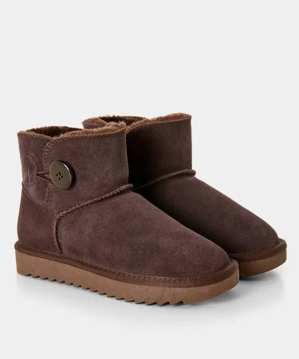 Discount Joe Browns Cosy Button Trim Suede Boots Dark Brown