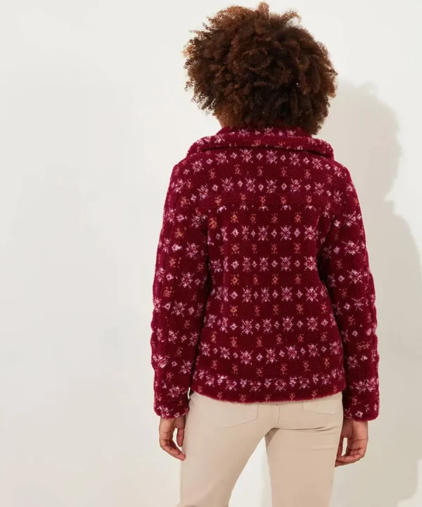 Fashion Joe Browns Cosy Cabin Patterned Fleece Jacket Red