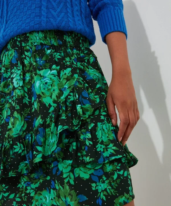 Hot Joe Browns Daisy Dreams Ruffle Skirt Green