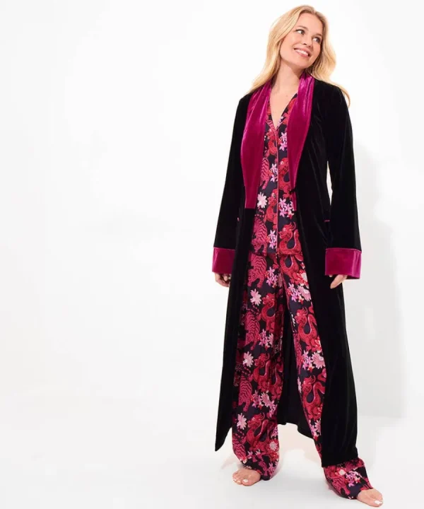 Clearance Joe Browns Daring Dragon Embroidered Velour Dressing Gown Black