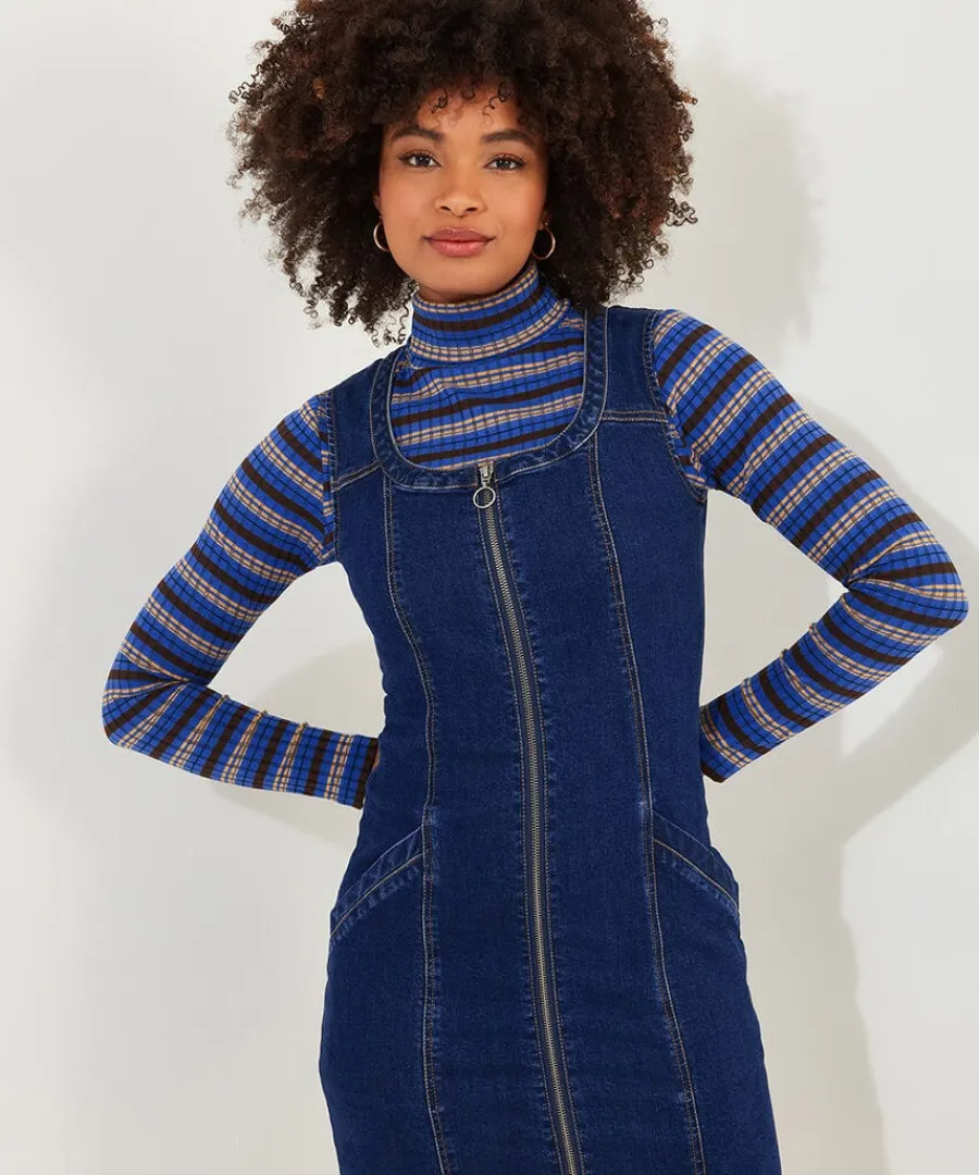dawn_denim_zip_through_pi_3.webp Hot Joe Browns Dawn Denim Zip Through Pinafore Blue