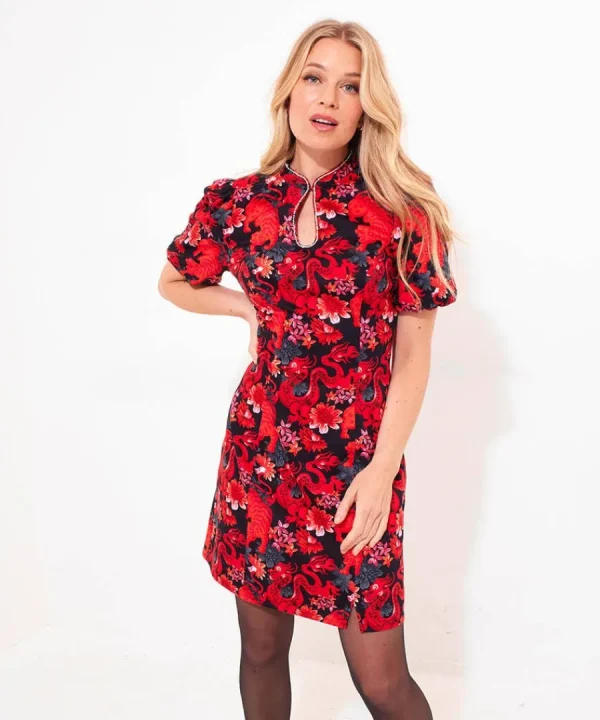 Hot Joe Browns Dazzling Dragon Dress Red
